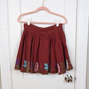 Free People | Boho Embroidered Mini Skirt Size Small
